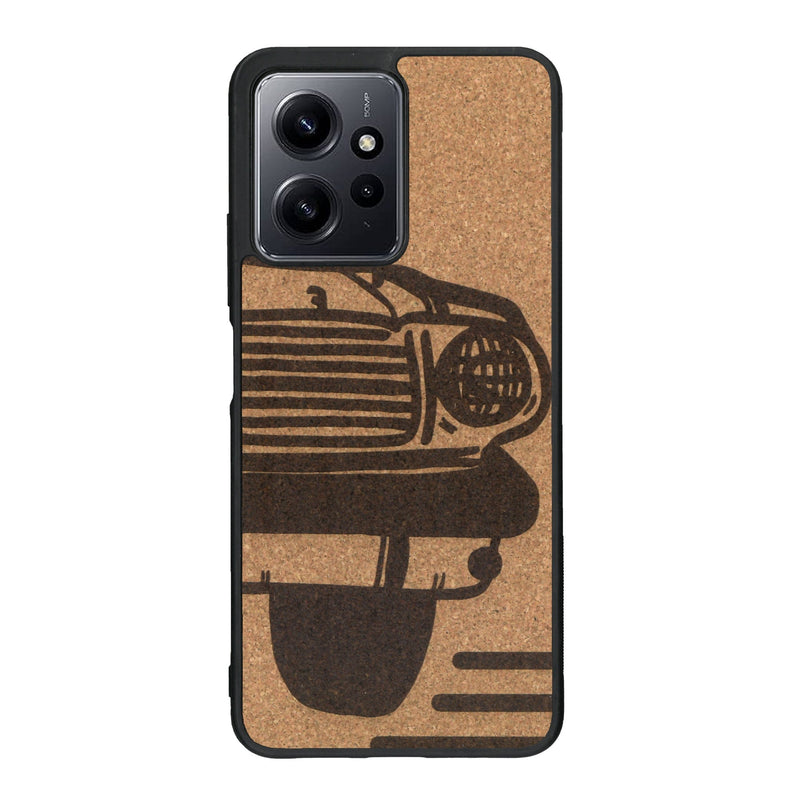 Coque de protection en bois véritable fabriquée en France pour Xiaomi Redmi Note 12 Pro sur le thème de l'automobile avec une authentique Mustang