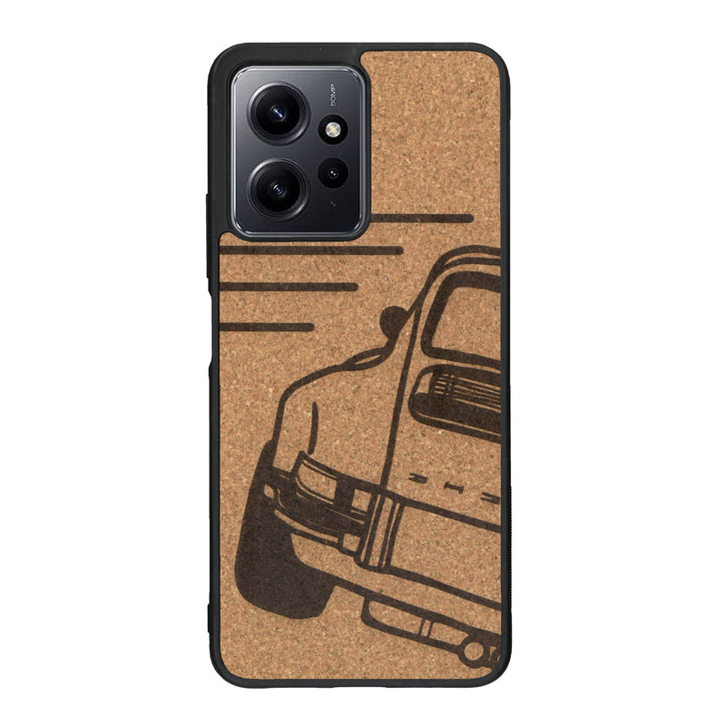 Coque de protection en bois véritable fabriquée en France pour Xiaomi Redmi Note 12 Pro sur le thème de l'automobile avec une authentique Porsche