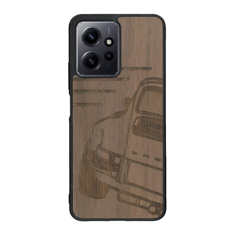 Coque de protection en bois véritable fabriquée en France pour Xiaomi Redmi Note 12 Pro sur le thème de l'automobile avec une authentique Porsche