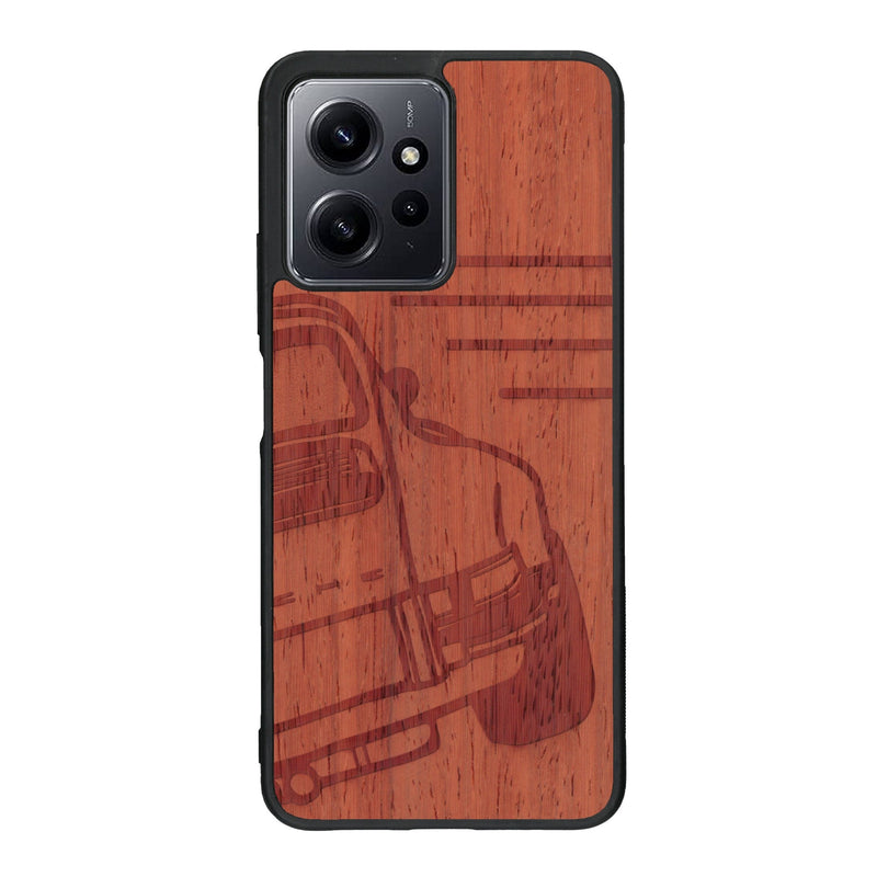 Coque de protection en bois véritable fabriquée en France pour Xiaomi Redmi Note 12 Pro sur le thème de l'automobile avec une authentique Porsche