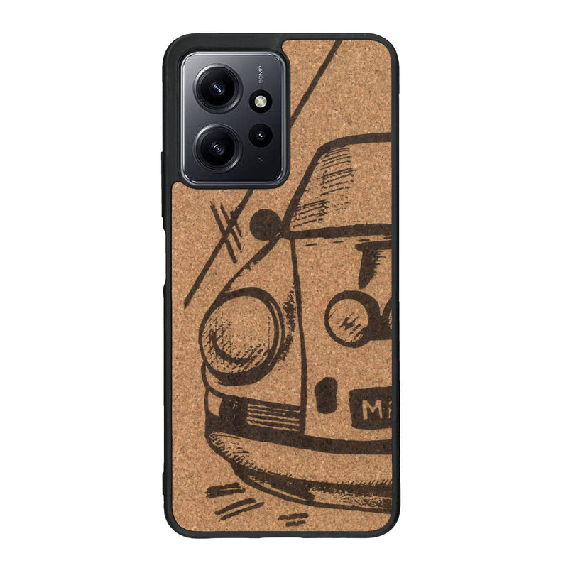 Coque de protection en bois véritable fabriquée en France pour Xiaomi Redmi Note 12 Pro sur le thème de l'automobile avec une authentique Porsche