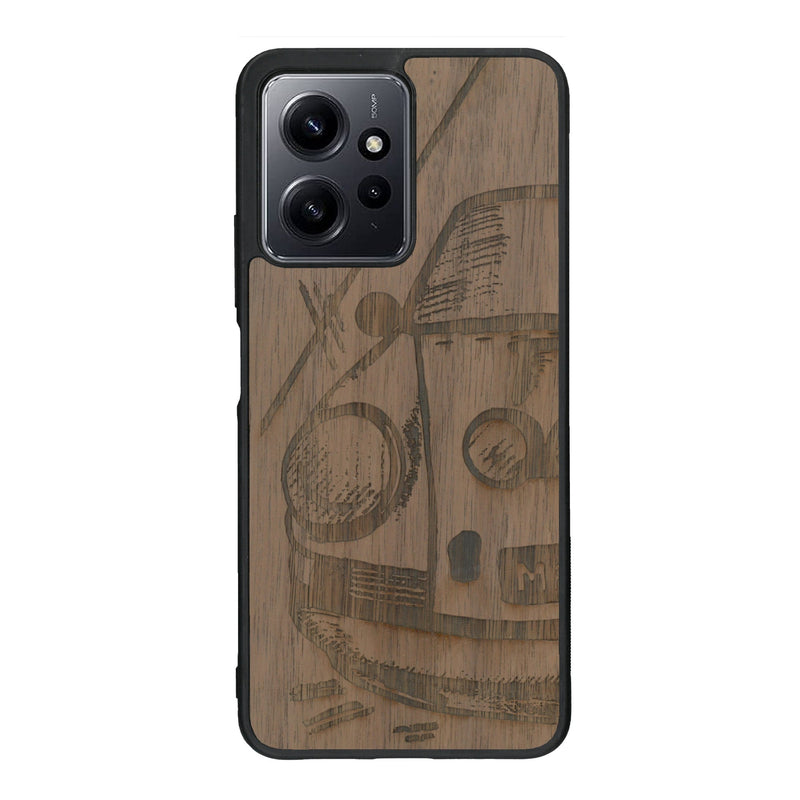 Coque de protection en bois véritable fabriquée en France pour Xiaomi Redmi Note 12 Pro sur le thème de l'automobile avec une authentique Porsche