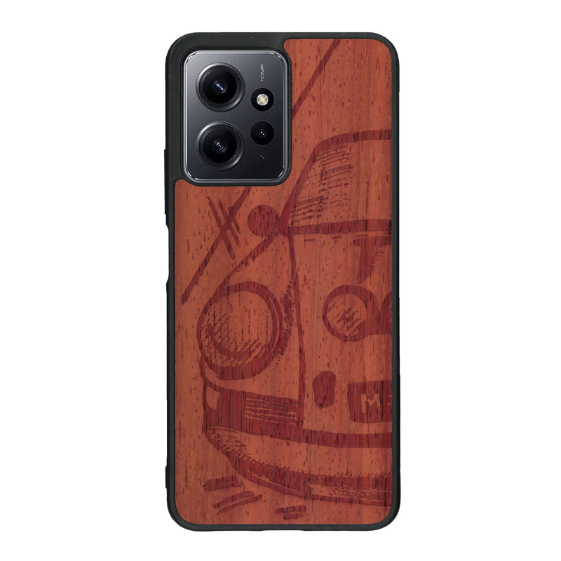 Coque de protection en bois véritable fabriquée en France pour Xiaomi Redmi Note 12 Pro sur le thème de l'automobile avec une authentique Porsche