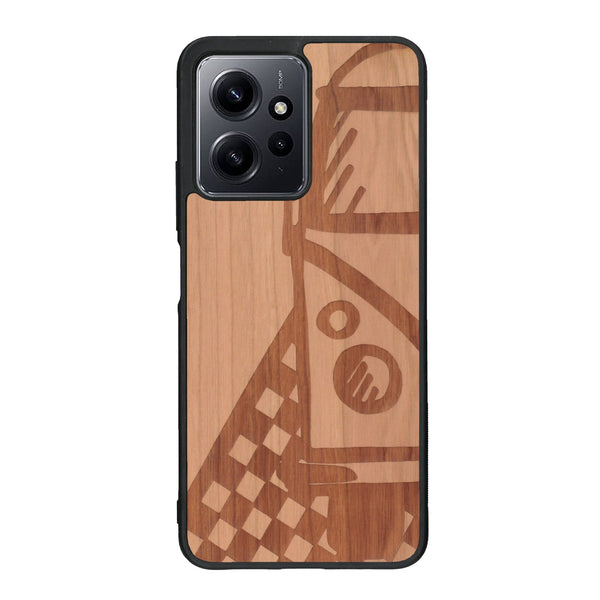 Coque de protection en bois véritable fabriquée en France pour Xiaomi Redmi Note 12 Pro sur le thème du voyage avec un van combi