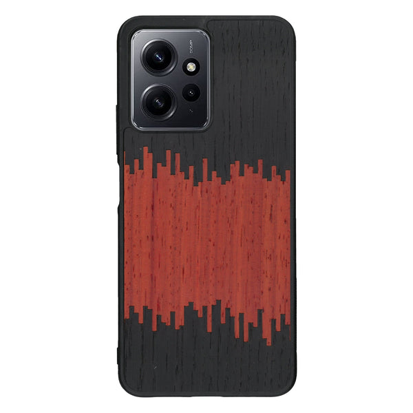 Coque de protection en bois véritable fabriquée en France pour Xiaomi Redmi Note 12 Pro alliant plusieurs essences de bois pour représenter du magma en fusion