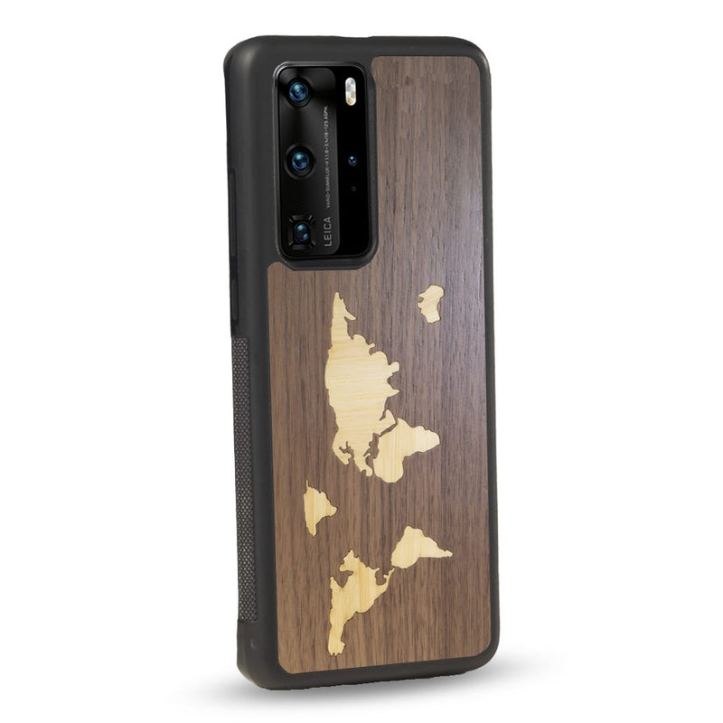 Coque Huawei - La Mappemonde - Coque en bois