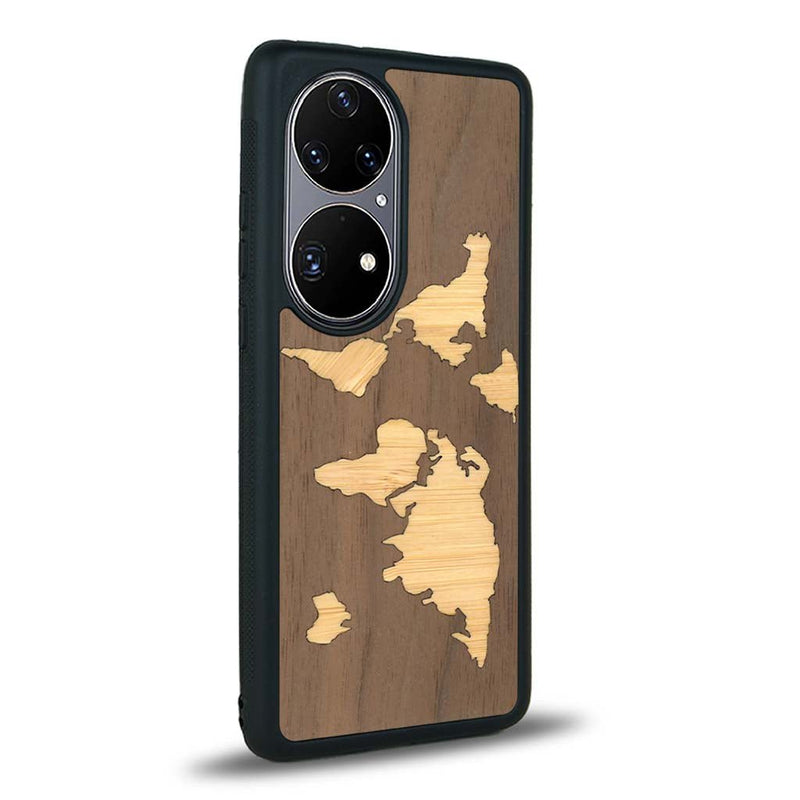 Coque Huawei P50 - La Mappemonde - Coque en bois