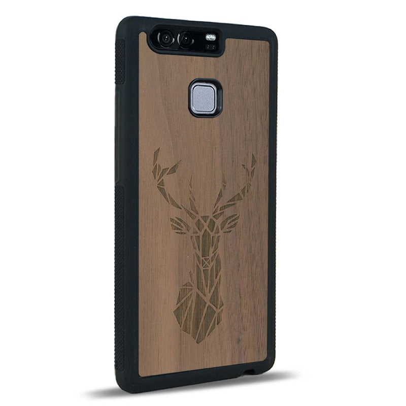 Coque Huawei P9 - Le Cerf - Coque en bois