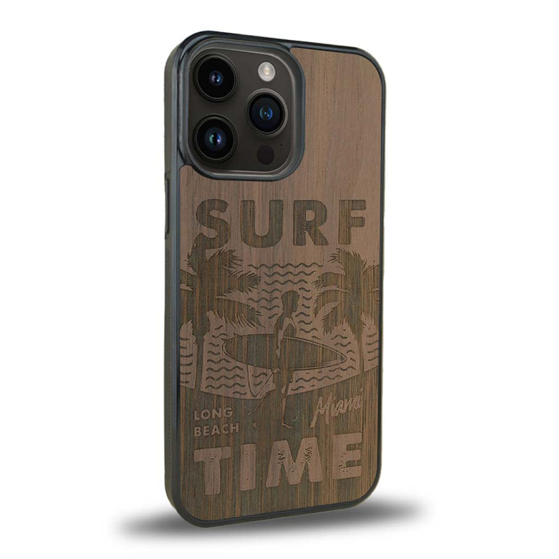 Coque iPhone 13 Pro Max - Surf Time - Coque en bois