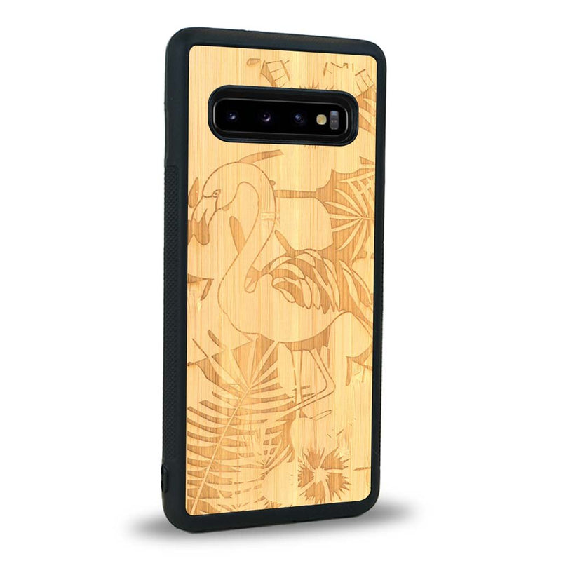 Coque Samsung S10+ - Le Flamant Rose - Coque en bois