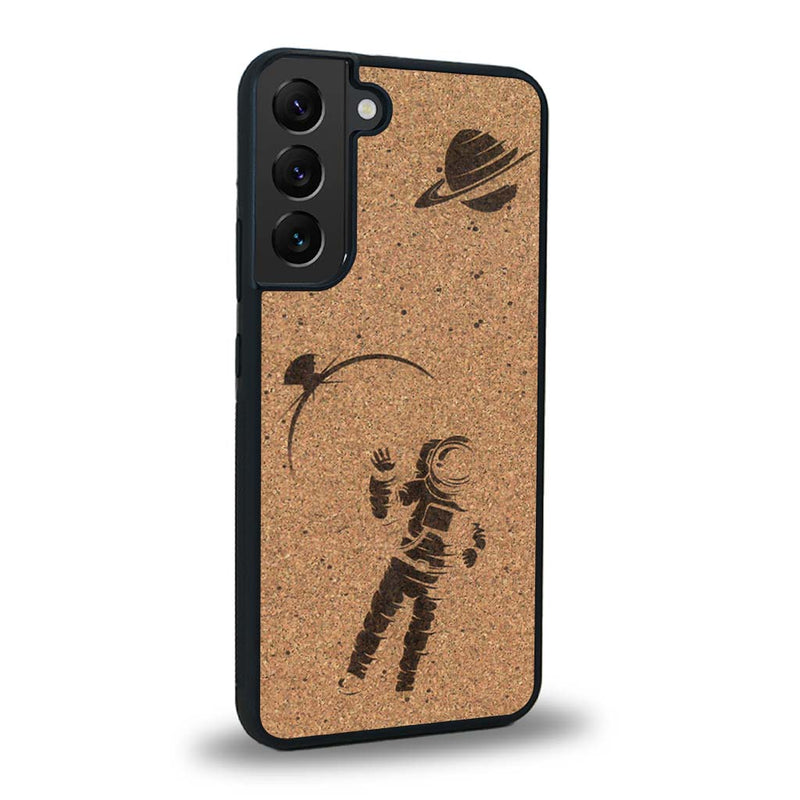 Coque de protection en bois véritable fabriquée en France pour Samsung S23+ sur le thème des astronautes