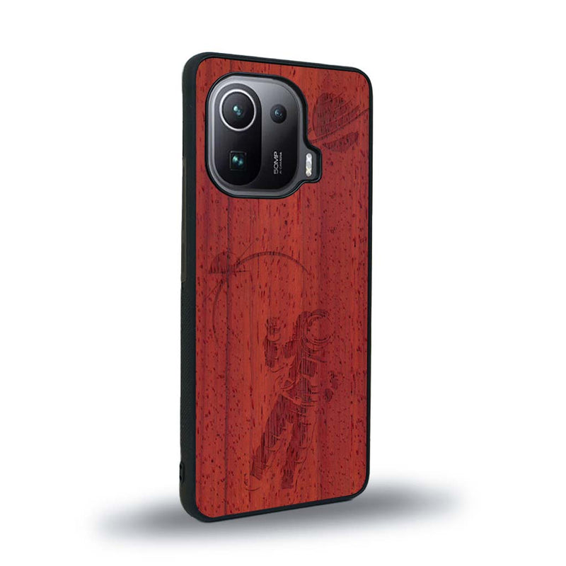 Coque de protection en bois véritable fabriquée en France pour Xiaomi Mi 11 Ultra sur le thème des astronautes