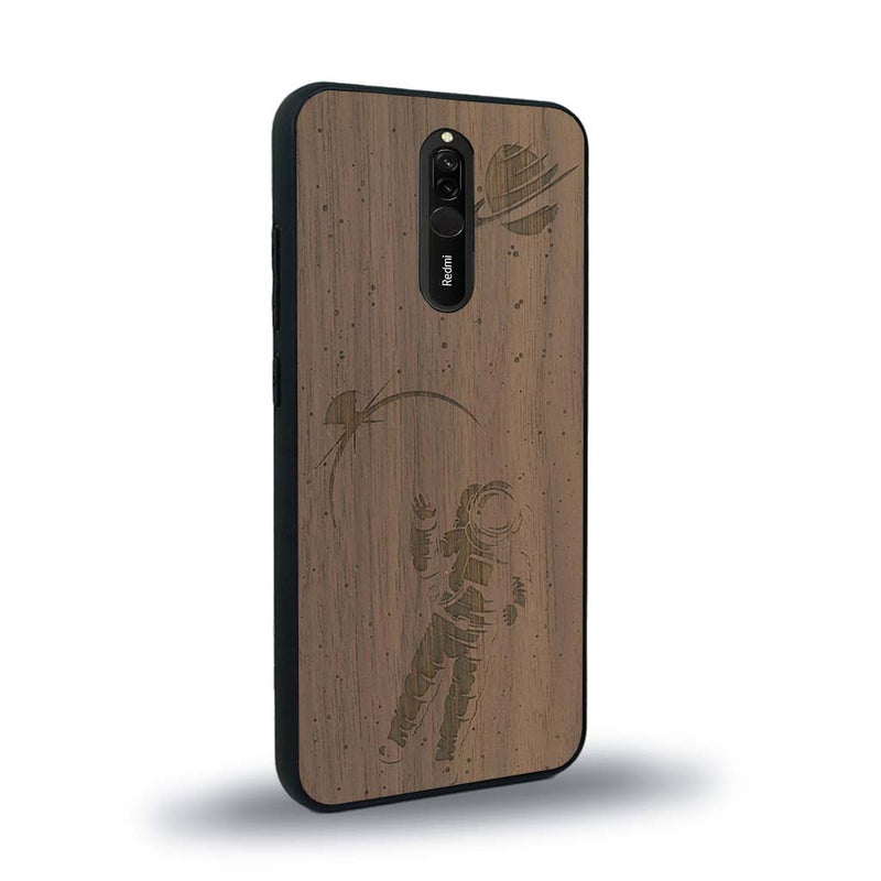 Coque de protection en bois véritable fabriquée en France pour Xiaomi Redmi 8 sur le thème des astronautes