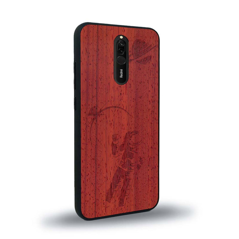 Coque de protection en bois véritable fabriquée en France pour Xiaomi Redmi 8 sur le thème des astronautes