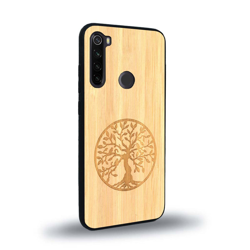 Étui iPhone 13 en bois de bambou avec gravure d'un arbre